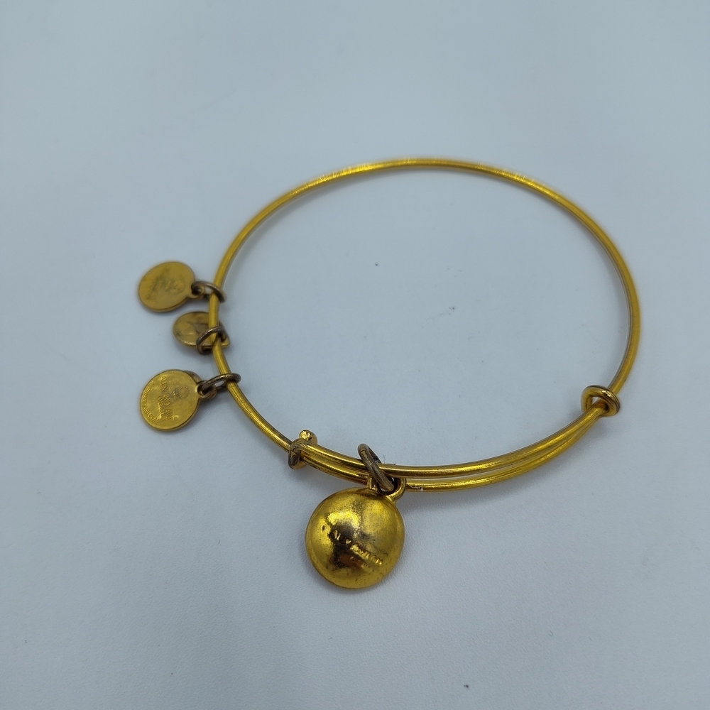 EUC Alex And Ani Pink Charm And Gold Bangle Bracelet - Picture 2 of 2